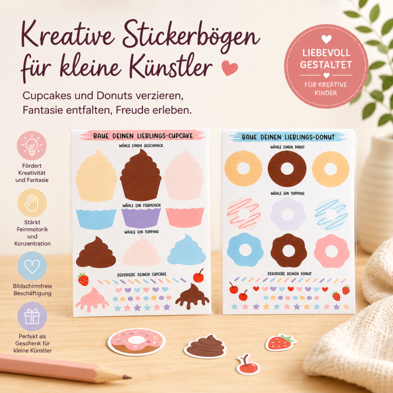 Kreative Stickerbögen für kleine Künstler🍩🧁