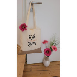 Wife MOM Boss - Natürlicher Jute-Beutel mit Spruch ♥️